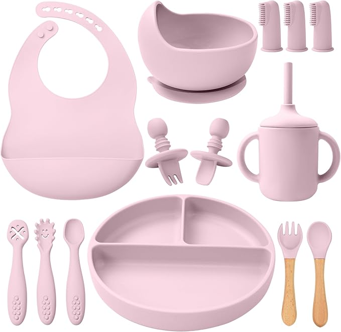 LITTLE RAWR Silicone Baby Feeding Set 14 Pcs, Baby Led Weaning Supplies by LITTLERAWR