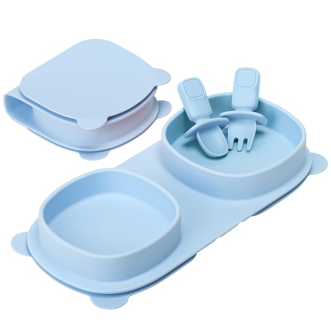 Silicone Foldable Novelty Dinner Plates, Suction Plates by YAHAA