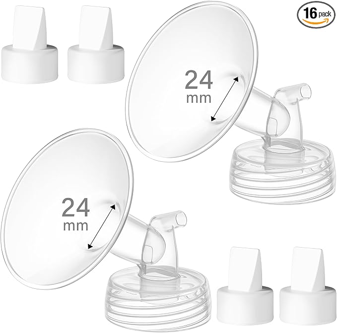 24mm Breast Pump Flanges, Duckbill Valves, Compatible by GOTOCUT