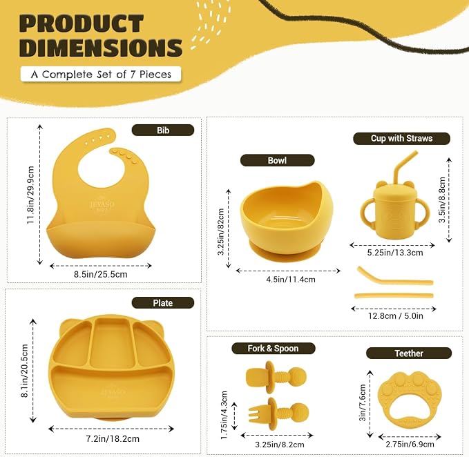 JEVASO Silicone Baby Feeding Set, Baby Led Weaning Supplies, Baby Self Feeding - Image 7