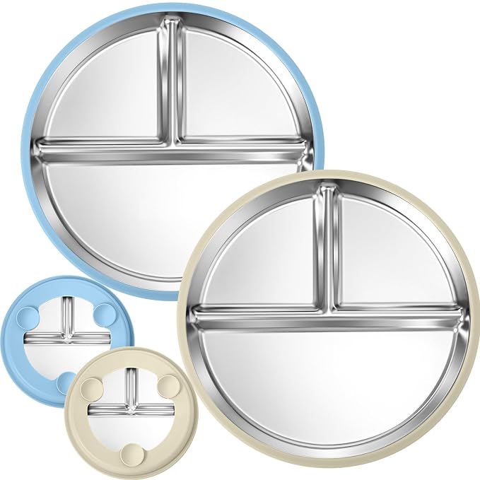 BUSOHA 2 Pack Stainless Steel Kids Plate by BUSOHA