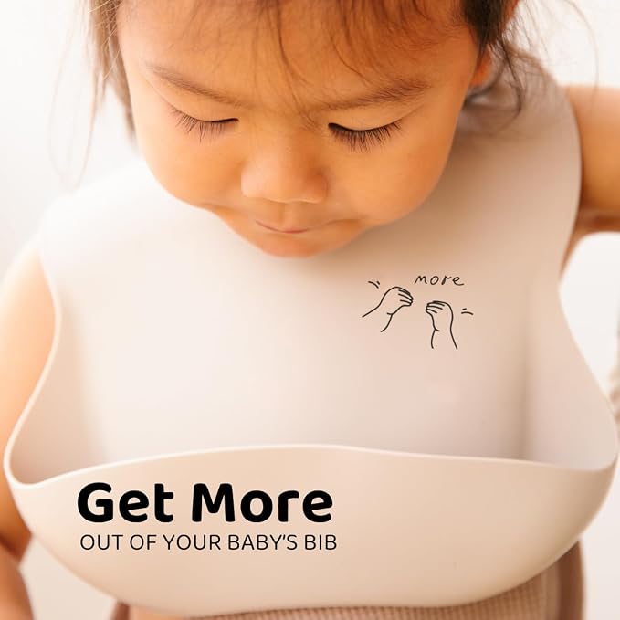 APLAINR Baby Sign Language Bib, Silicone Baby Bibs, ASL Graphics, Food Catcher - Image 2
