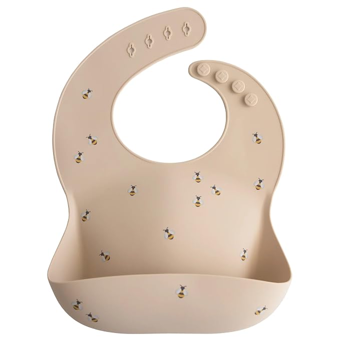 mushie Silicone Baby Bib | Adjustable Fit Waterproof Bibs - Image 4