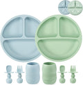 PandaEar Silicone Baby Feeding Set| 2 Pack Silicone Divided Suction Plate and 2 by PandaEar