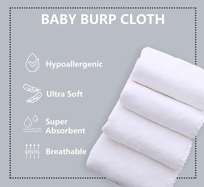8 Pack Large Burp Cloths for Baby - Image 2