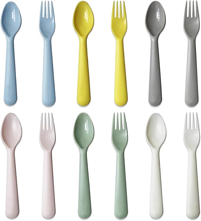 Kids Spoons and Forks Toddler Utensils Plastics Reusable Silverware Baby by Muulaii