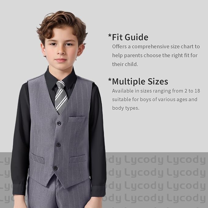 Boys Vest Set Formal Dress Suits Wedding Outfit Dresswear - Image 3