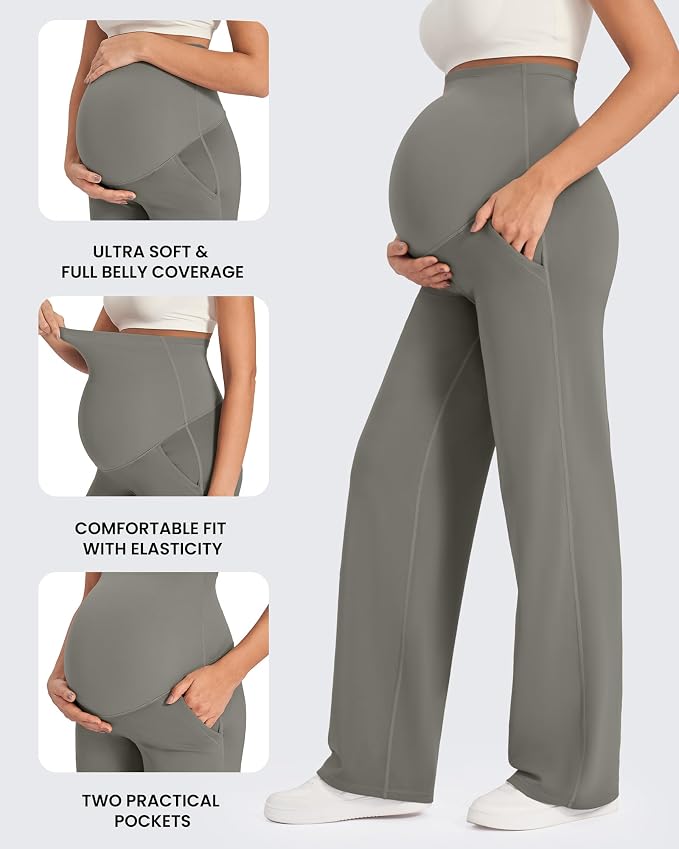 G4Free Maternity Pants Over The Belly Yoga Dress Work Pregnancy Pants Stretchy - Image 7