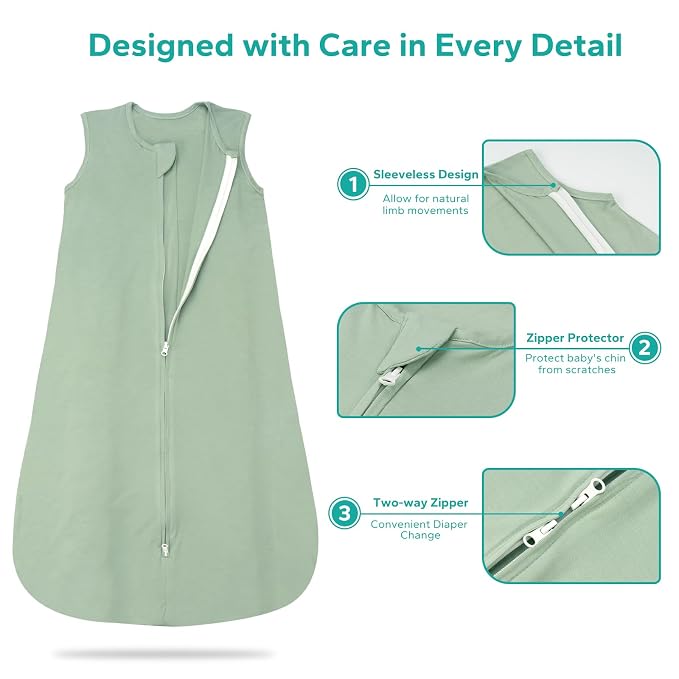 Rayon Made from Bamboo Sleep Sack, 0.5 TOG Wearable Blanket Baby, Lightweight - Image 3