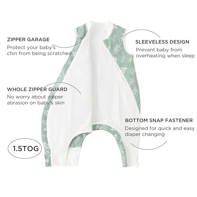 Duomiaomiao 1.5 TOG Toddler Sleep Sack 6-12 Months 100% Cotton Four Season Side - Image 2