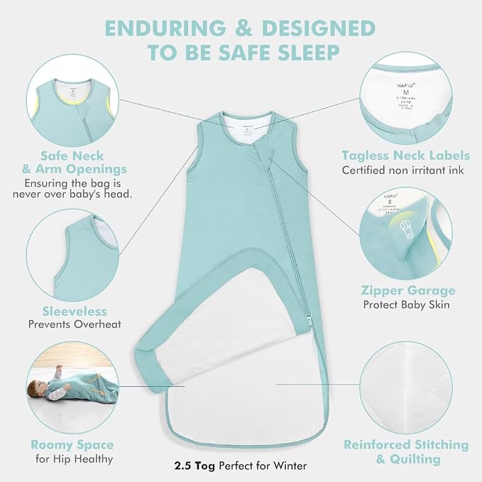 HAPIU Rayon Made from Bamboo Winter Baby Sleep Sack 2.5 TOG, 2-Way Zipper YKK - Image 4