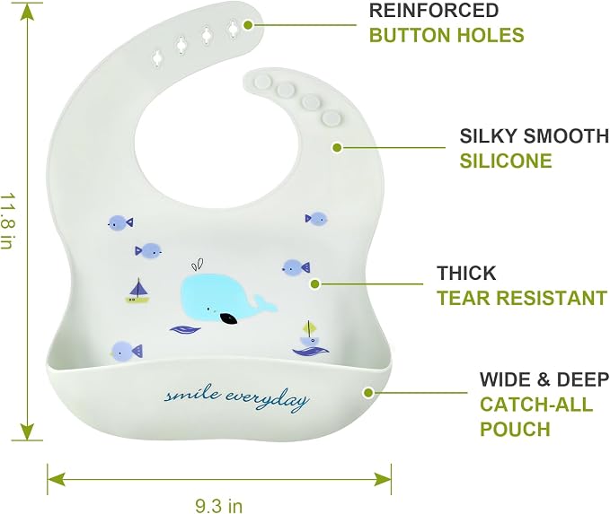 Accmor Silicone Baby Bibs, Waterproof Soft Bibs - Image 8