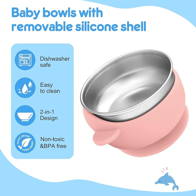 2 Pack Stainless Steel Baby Bowls - Image 5