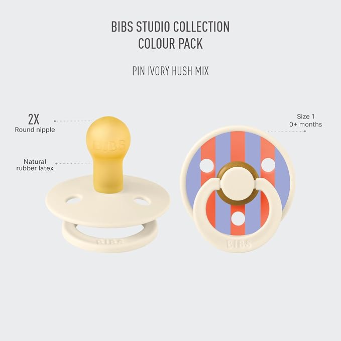 BIBS Pacifiers - Studio 2 Pack | Round Nipple Baby Pacifier | BPA Free Natural - Image 2