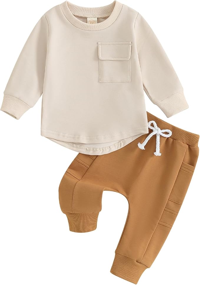 Kuriozud Toddler Baby Boy Fall Winter Clothes Long Sleeve Crewneck Pullover by Kuriozud