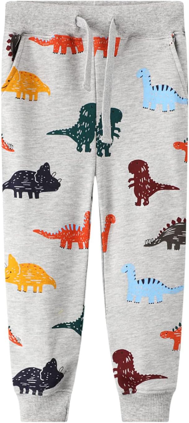 LOKTARC 2 Pack Boys Drawstring Sweatpants Cute Pattern Cotton Sport Jogger Pants - Image 3