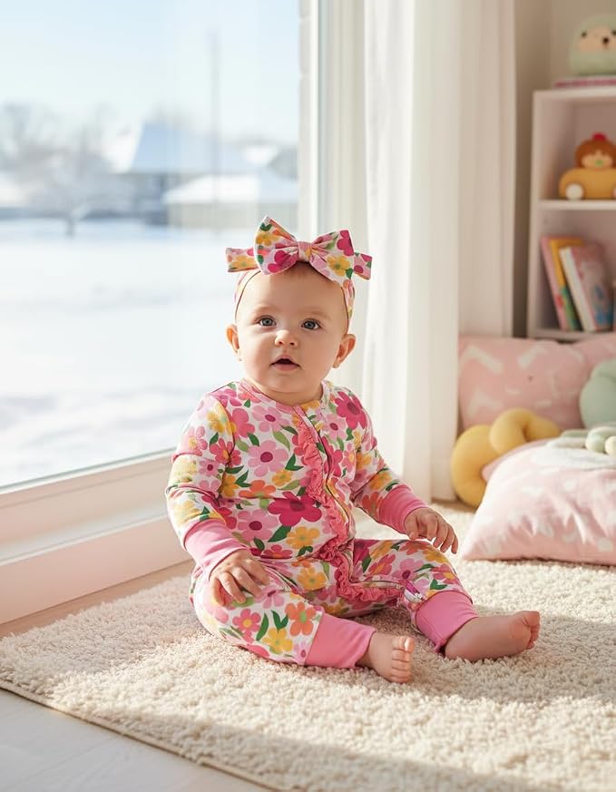 PATPAT Baby Girl Boy Clothes Newborn Infant Footie – Soft Viscose from Bamboo– - Image 3