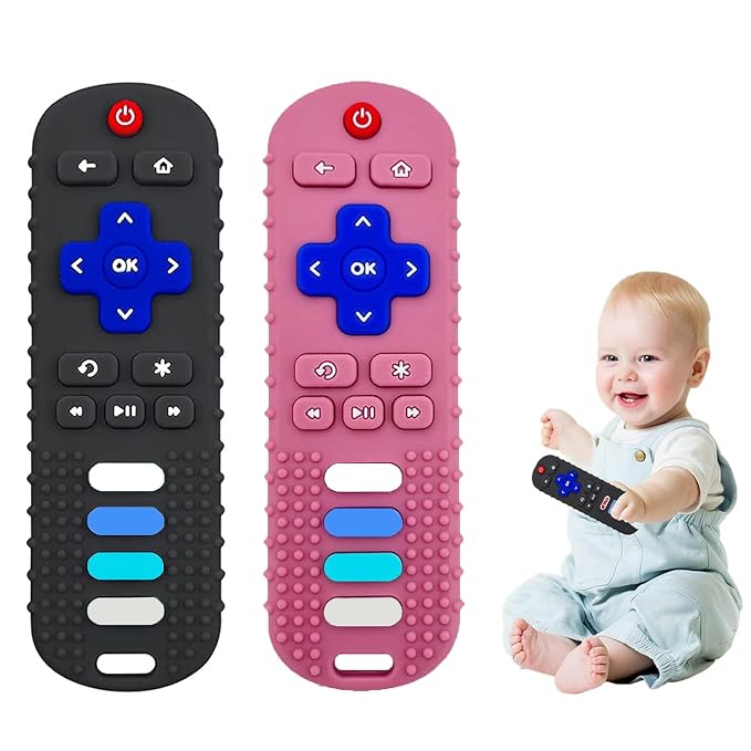 2-Pack Baby Teething Toys-TV Remote Control Shape Silicone Infants Teething Toys by ERSIHUA
