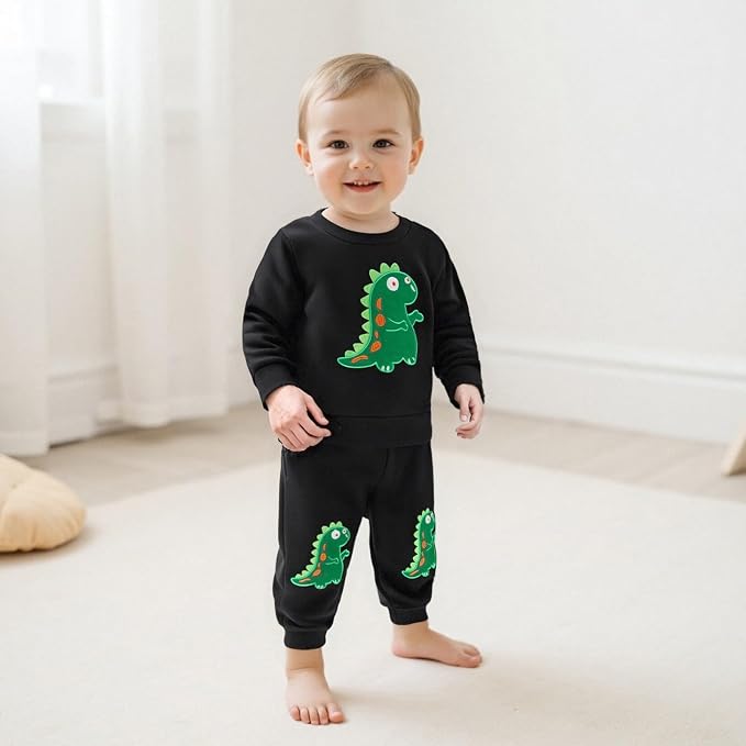 Nyapruwe Toddler Baby Boy Fall Outfit Funny Print Long Sleeve Sweatshirt - Image 3