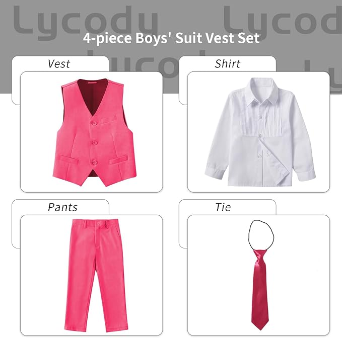 Boys Vest Set Formal Dress Suits Wedding Outfit Dresswear - Image 2