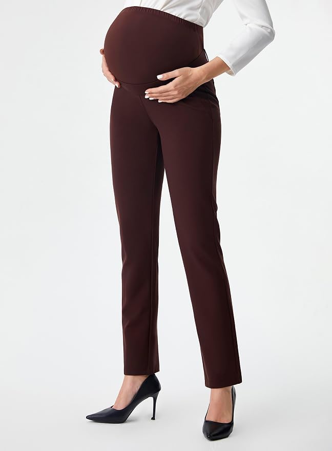 AFITNE Maternity Pants for Work Over The Belly Straight Leg Dress Slacks - Image 8