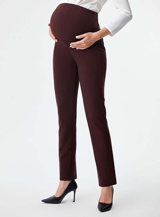AFITNE Maternity Pants for Work Over The Belly Straight Leg Dress Slacks - Image 8