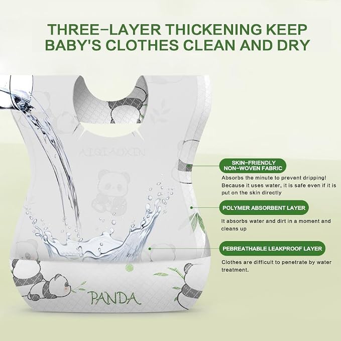 30/60pcs Baby Disposable Bibs-Individually Packaged, Leak Proof and Convenient - Image 2