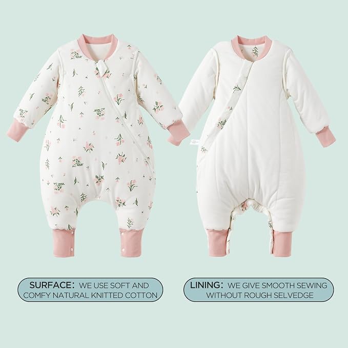 Duomiaomiao 3.5 TOG Toddler Sleep Sack 2-3T 100% Cotton Winter Side Open Zipper - Image 5
