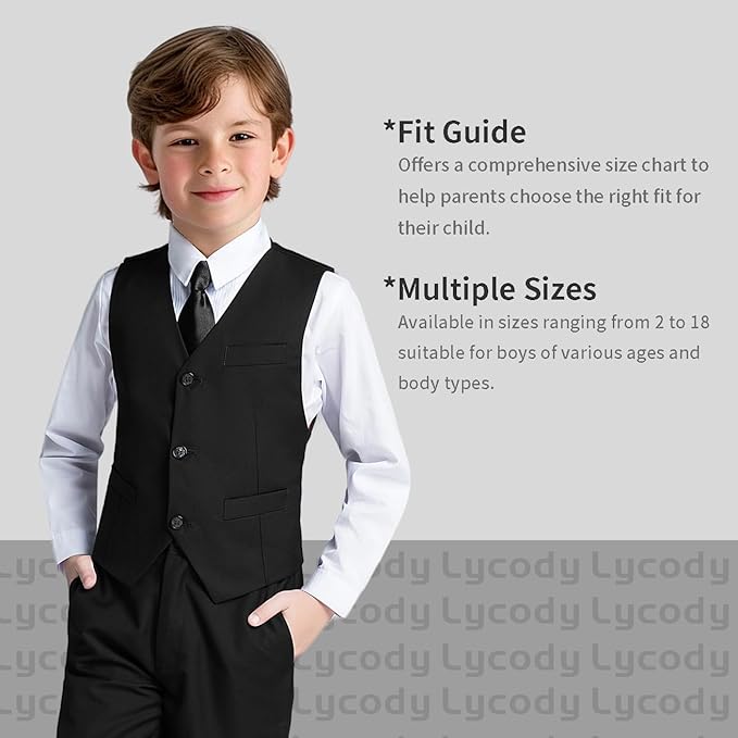 Boys Vest Set Formal Dress Suits Wedding Outfit Dresswear - Image 3