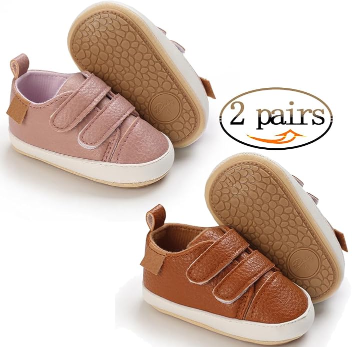 2Pairs Baby Shoes, Boys Girls Non-Slip Rubber Sole Sneakers, Unisex Infant Soft - Image 3