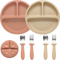 Silicone Baby Feeding Set, 2 Pack Divided Suction Plates by Eascrozn