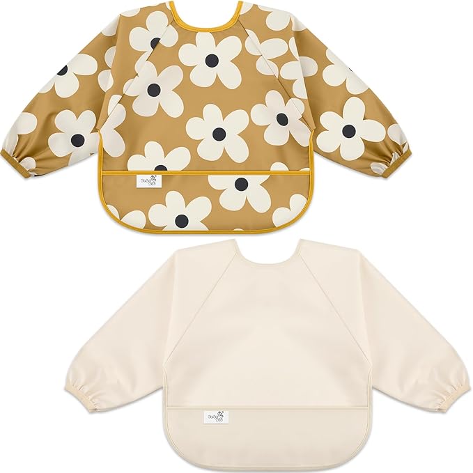 Long Sleeve Baby Bib, Waterproof Fabric, Catch-All Pocket, Baby Smock Bib by Unknown