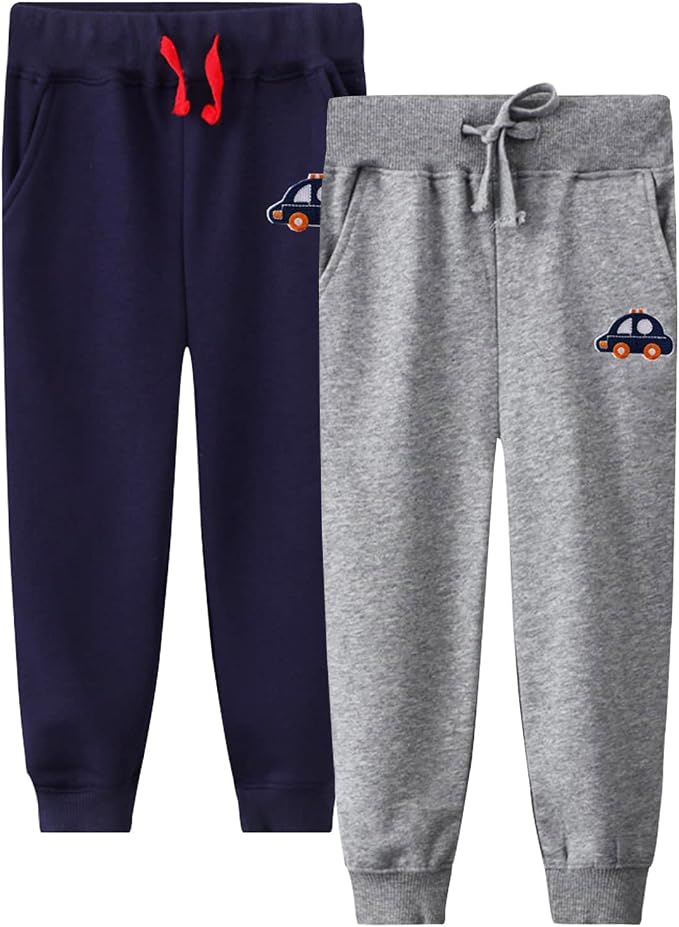 LOKTARC 2 Pack Boys Drawstring Sweatpants Cute Pattern Cotton Sport Jogger Pants by LOKTARC