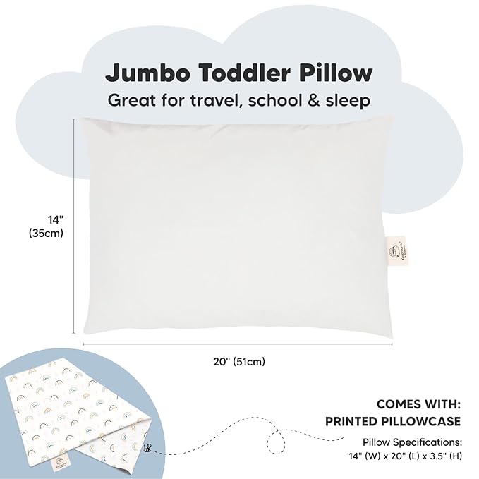 KeaBabies Toddler Pillow with Pillowcase, Jumbo 14X20 - Image 3