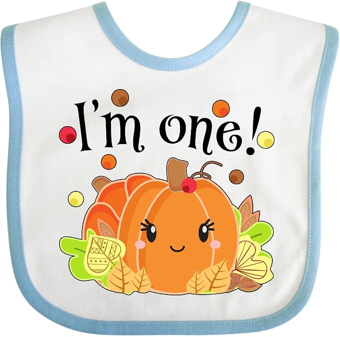 inktastic I'm One- Pumpkin Birthday Autumn Baby Bib by Inktastic