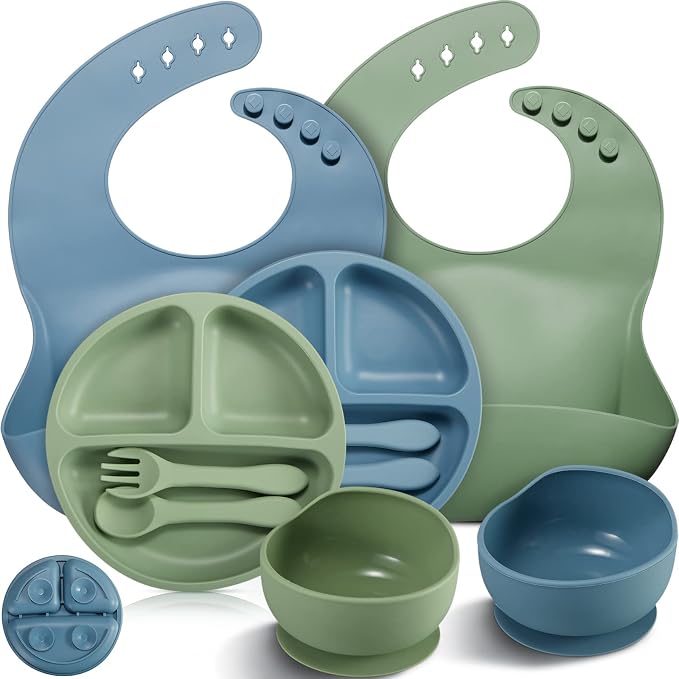 10 Pack Silicone Baby Feeding Set, Toddlers Led Weaning Feeding Supplies by Potchen