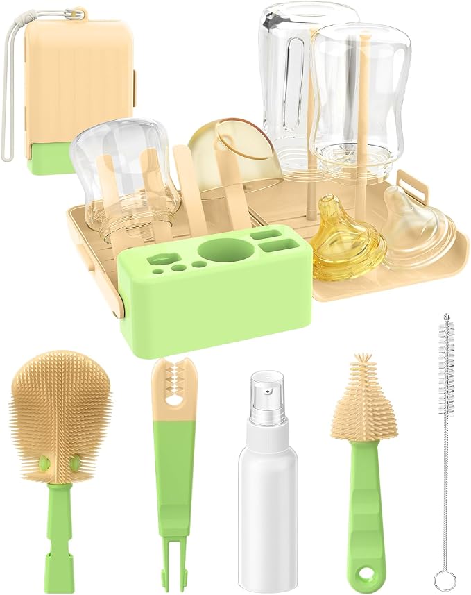 7 in 1 Baby Bottle Brush Set, BPA-Free Travel Bottle Cleaner Kit by Unknown