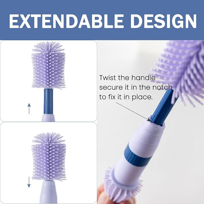 Travel Bottle Brush, 6-in-1 Portable Travel Bottle Cleaner Kit - Image 2