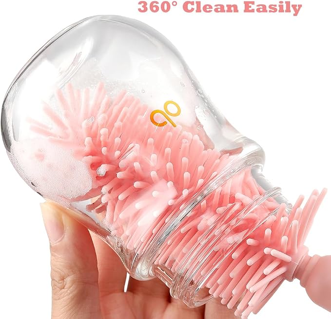 6 In1 Baby Bottle Brush Kit, Portable Silicone Bottle Brush Cleaner Set - Image 3