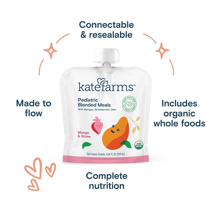 KATE FARMS Organic Pediatric Blended Meal, Mango and Strawberry, 8g protein - Image 4