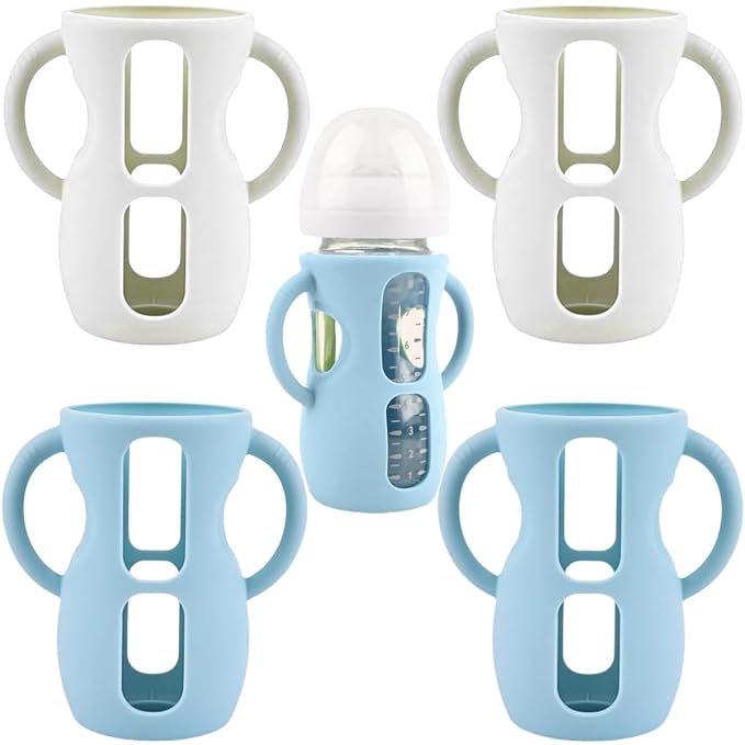 4 Pack Silicone Sleeves for Avent Natural Glass Baby Bottles, Silicone and by Unknown