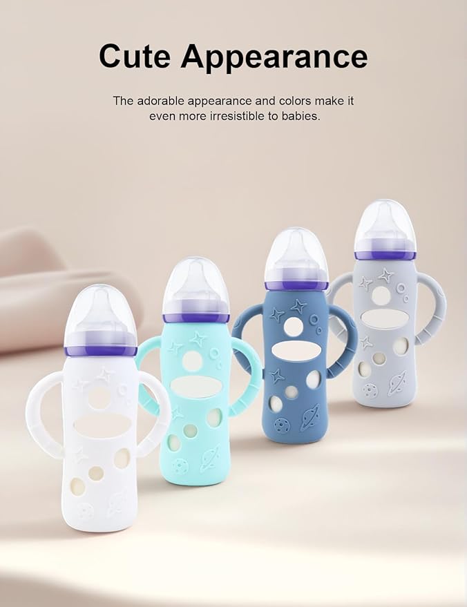 ZCH 4-Pack Silicone Sleeves for Lansinoh Glass Bottles, BPA-Free Drop-Resistant - Image 6
