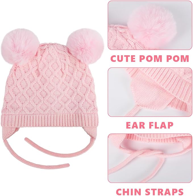Labeol Baby Hats, Soft Warm Winter Knit Baby Beanie Hat - Image 3
