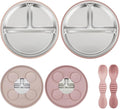 PandaEar Baby Feeding Set 4 Pcs, 2 Pack Stainless Steel Suction Plates & 2 Pack by PandaEar