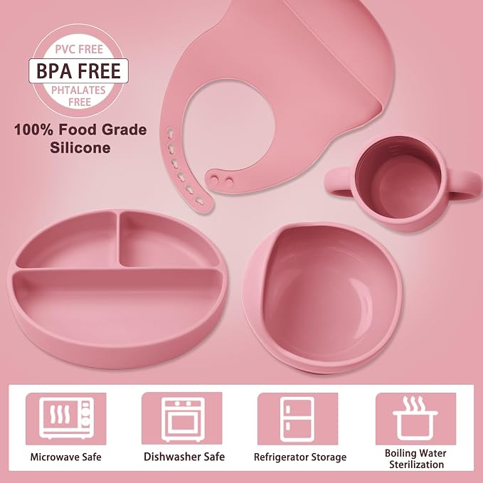 LITTLE RAWR Silicone Baby Feeding Set 14 Pcs, Baby Led Weaning Supplies - Image 3