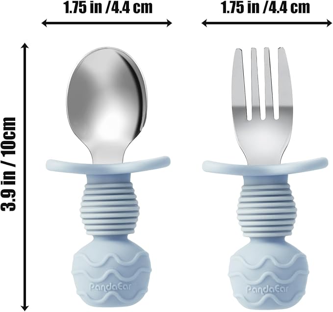 PandaEar 6 Pack Stainless Steel Toddler Spoons and Fork Feeding Set - Image 3