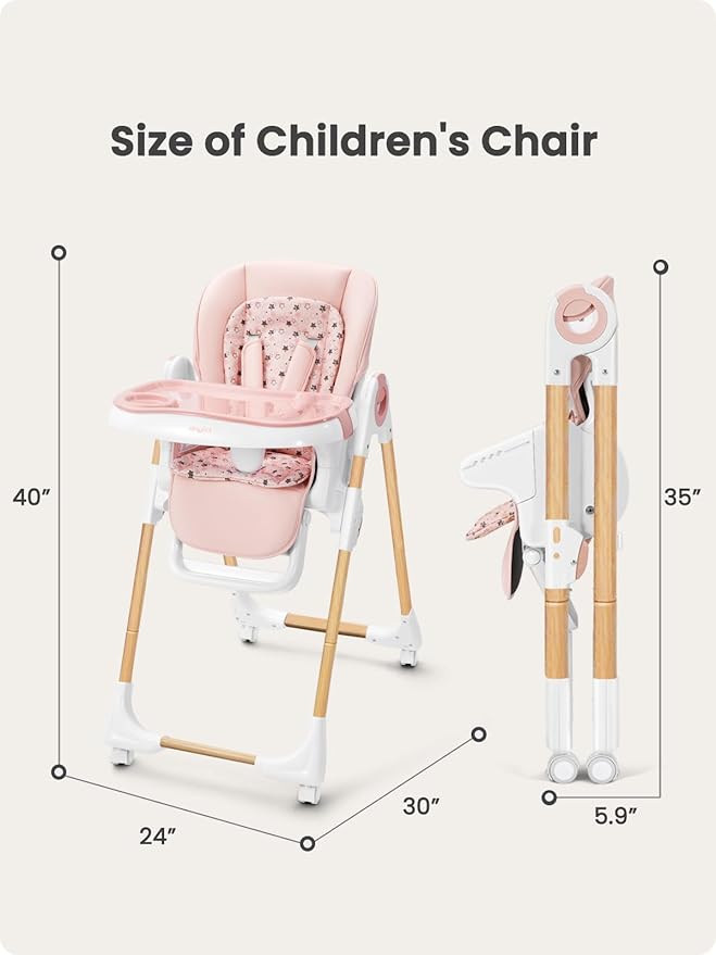 Foldable High Chair with Soft Cushion, High Chairs - Image 5