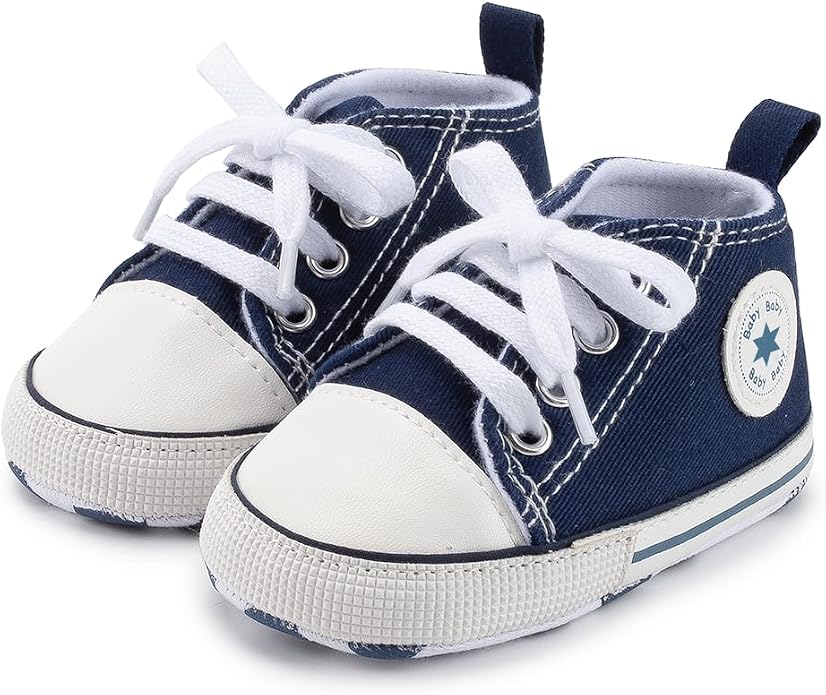 Meckior Baby Girls Boys Canvas Sneakers Soft Sole High-Top Ankle Infant First - Image 3