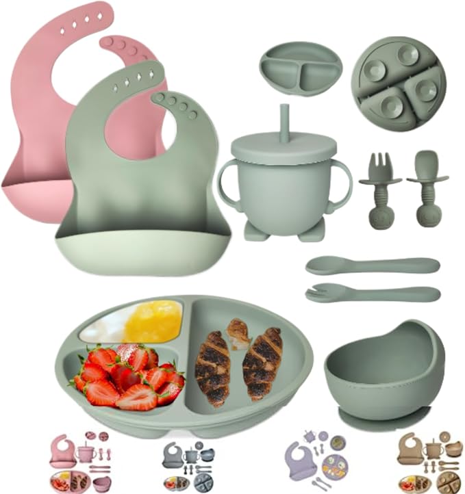 Baby Feeding Set 10-Piece | Baby Led Weaning Utensils Set Includes Suction Bowl by mutualproducts