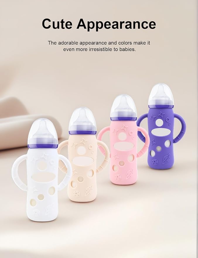 ZCH 4-Pack Silicone Sleeves for Lansinoh Glass Bottles, BPA-Free Drop-Resistant - Image 6